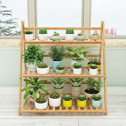 Yiga flower stand balcony flower stand multi-layer indoor folding flower stand household simple storage rack 3 layers 80