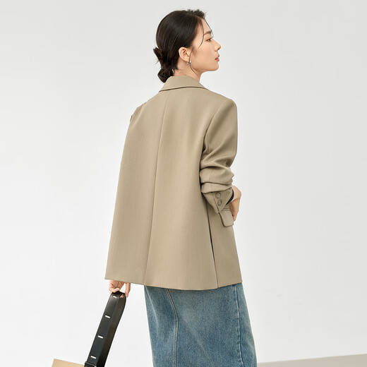 Dialogue (DUIBAI) French high-end commuter suit jacket for women 2026 spring new style small temperament casual small suit Khaki S