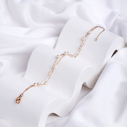 Tahitian 18K gold freshwater pearl bracelet 3-4mm round high-gloss starry pearl bracelet jewelry for girlfriend
