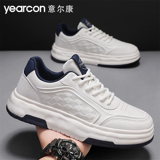 
Yierkang men's shoes 2025 spring casual and versatile height-enhancing white shoes men's light and comfortable men's board shoes sports shoes men 4839 white and blue 41 (255mm)