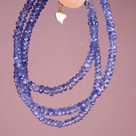 Li Shen S925 silver gold plated natural tanzanite exquisite design necklace small size