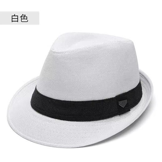 Kim sunja trendy brand new big head hat men's retro British jazz hat trendy summer breathable gentleman hat sunshade straw hat gentleman style breathable white M size small (54-56cm)