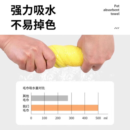Yuying Pet Absorbent Towel Thickened Quick-drying Non-shedding Dog Bath Towel Cat Bath Towel Supplies Special for Bathing and Drying Small Size 30*60cm