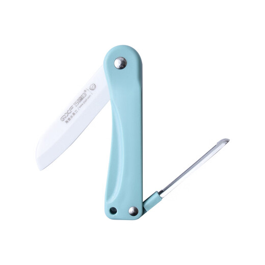 巧媳妇（SMARTWIFE）家用陶瓷折叠水果刀便携瓜果刀随身削皮小刀厨房刀具去皮刀 蓝色