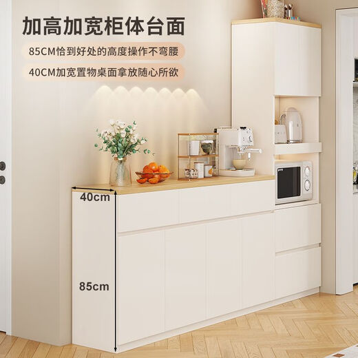 Guisenbao (GUISENBAO) solid wood side cabinet cupboard storage tableware cabinet kitchen cabinet combination cabinet cream style storage cabinet multi-layer finishing cabinet solid wood white A style 80cm double door side cabinet (deposit)