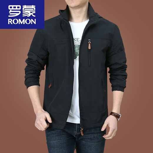 罗蒙（ROMON）户外男士外套秋冬季2024新款中年男装秋装上衣服加绒夹克男春秋厚 9898深蓝 加 绒款 2XL