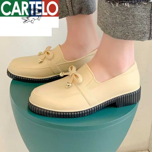 Katile crocodile fashion shallow mouth women's rain boots for women's kitchen work non-slip waterproof shoes low top shoes car washing work shoes rubber shoes rain H553 black 37