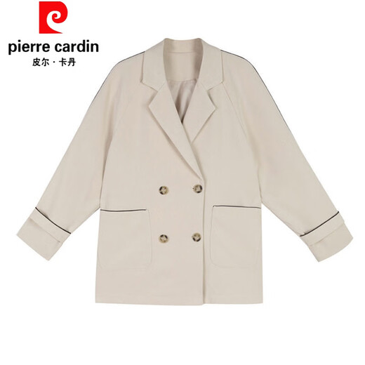 Pierre Cardin blazer women's loose 2025 spring and autumn new Korean style design contrasting topstitch casual suit top apricot XL