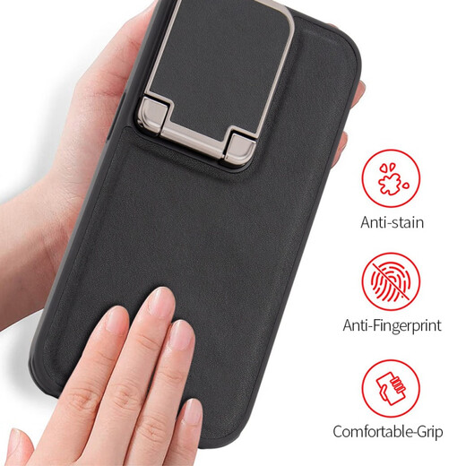 Lu Chun geeignet für Apple 16 Promax Mobile Handy Hülle Flip Objektiv Bracket iPhone 15plus Luxury Leder 15Pro Privatsphäre Schutzhülle iPhone 16 Business Anti-Fall-Leder [elegant schwarz] Objektiv Flip Bracket_ Anti-Fall-Schutzhülle iPhone 16 Pro Max