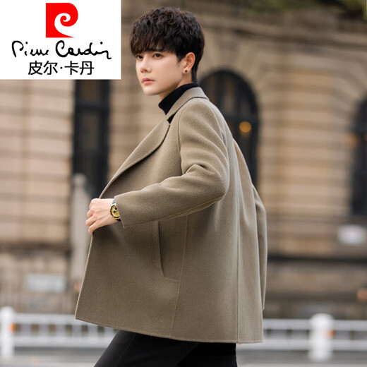 Pierre Cardin woolen woolen coat men's short coat new Korean style double-sided woolen suit-like windbreaker trendy black 2XL weight (155-170Jin Jin is equal to about 0.5 kg)