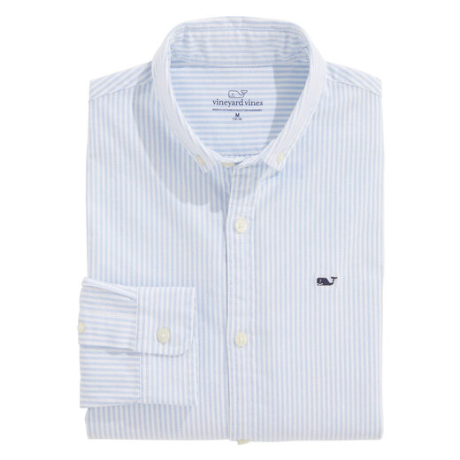 Vineyard vines boys striped stretch oxford shirt ocean breeze medium