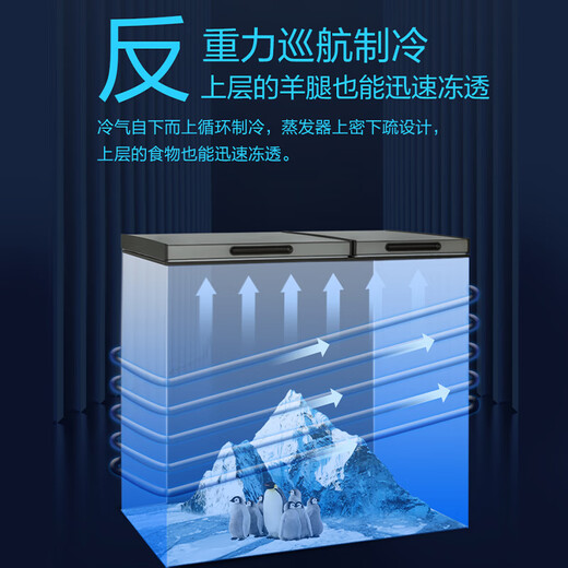 MeiLing 218-liter large-capacity household freezer, double-box dual-temperature freezer, top-door, first-level energy efficiency, energy-saving refrigeration-freezer chest refrigerator BCD-218DTCX national subsidy