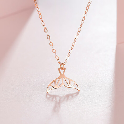 Saturday Fuhong 18K gold necklace female mermaid color gold necklace birthday gift KI064973 about 40+2cm