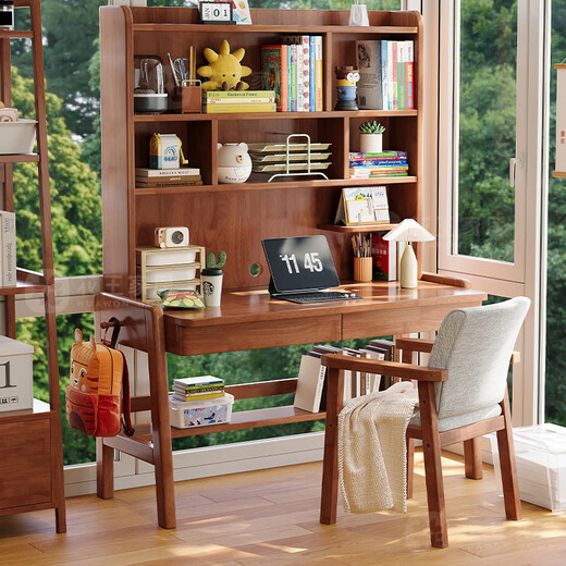 Kao solid wood desk bookshelf bookcase integrated study table student home lifting desk computer desk 888#1.2 meters