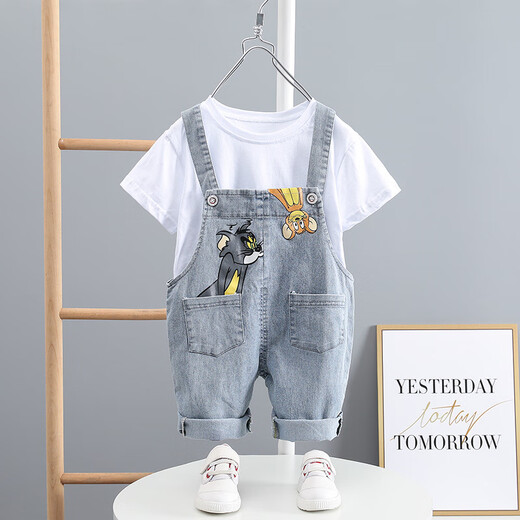 Fancychic Boys Compled Cust 2025 Новый корейский стиль повседневной детский джинсовый комбинезон для мальчиков летние наборы с двумя частями.