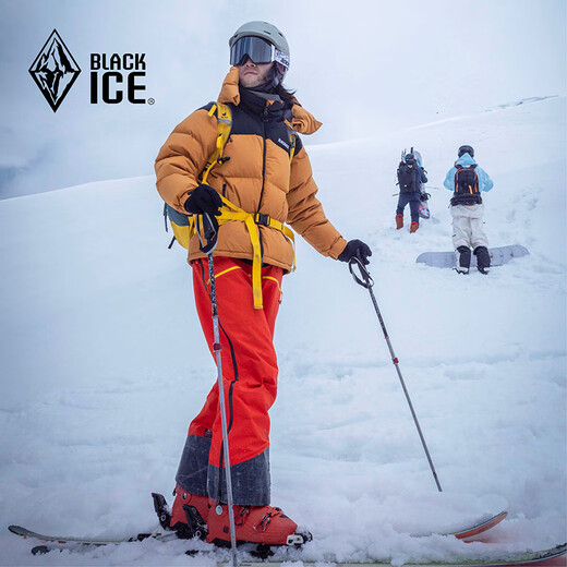 Black Ice (BLACKICE) 8536 new goose 700 pony outdoor windproof waterproof and warm thick live hat color-blocking down jacket Black Black L