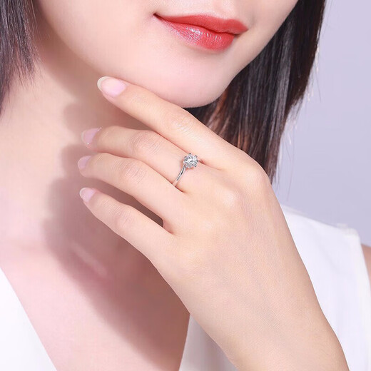 AVHEPT950 platinum cultured diamond ring inlaid with round diamonds, customized artificial diamonds, wedding ring gift, twisting arm, snowflake love, PT950 platinum twisting arm-50 points D color cultured diamond