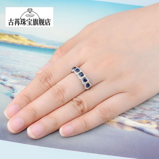 Guran 1.15 carat sapphire ring women's natural colored gemstone jewelry gemstone 925 silver inlaid No. 13