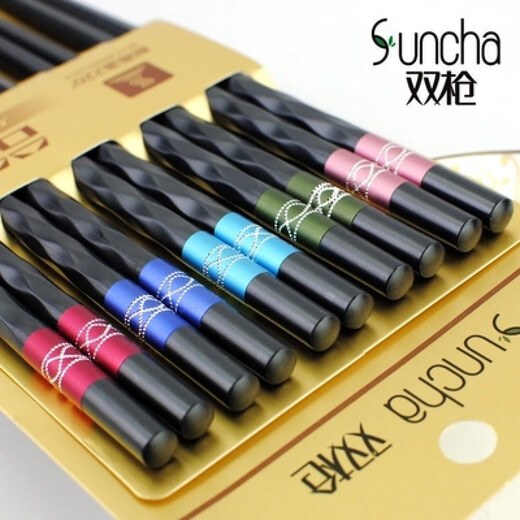 双枪（Suncha）合金筷子家用防霉耐高温防滑5双装筷子餐具KZ4510 8双 金大福 KZ4882