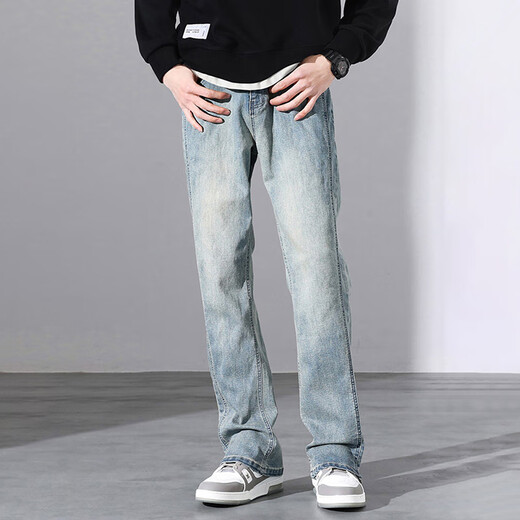Джинсы для джинсов Cleanfeck Men's Slim Blim Black Vibe Американская главная улица брюки весна и летние микрофласные брюки 9901 Ностальгический синий микро-поле m