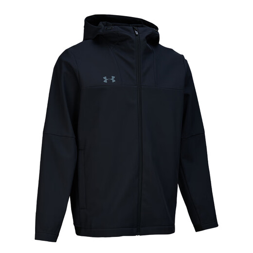 Under Armor UA Sports Jacket Men's Early Spring Velvet Hooded Woven Jacket Outdoor Windproof Casual Sportswear Black 24600408-001 XL (Recommended weight 160-180Jin Jin equals 0.5 kg)