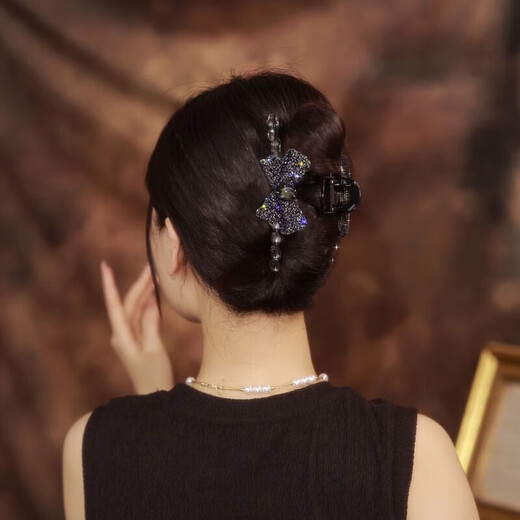 Bai Shilin Full Diamond Bow Large Hairpin Headwear Women's High-end Hairpin 2025 New Back of the Head Hairpin Valentine's Day Gift Full Diamond Butterfly Clip