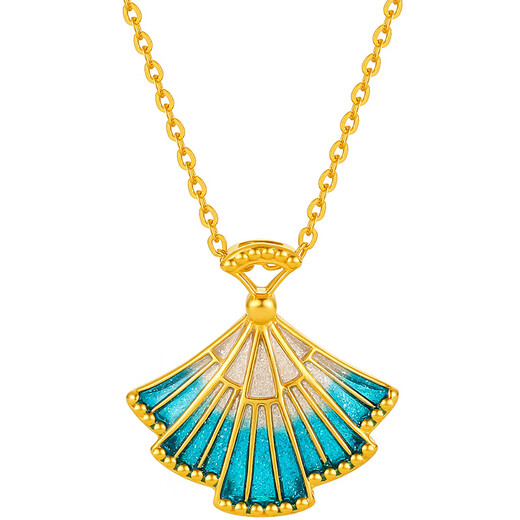 Saturday Blessing Meteor Fan Gold Necklace Women's Gold Pendant Birthday Gift Price A069667 Approximately 3.1g 40+5cm