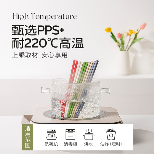 Double gun alloy chopsticks, household high-end light luxury chopsticks, mildew-proof and anti-bacterial, one chopstick for one person, non-slip, high temperature resistance, pps 5 pairs