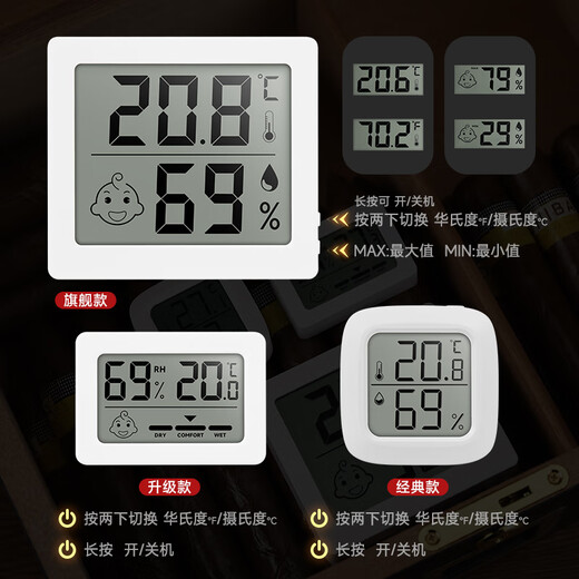 Hannicook electronic temperature and humidity meter cigar humidor hygrometer high-precision sensor portable home indoor wall-mounted classic model sensitive movement