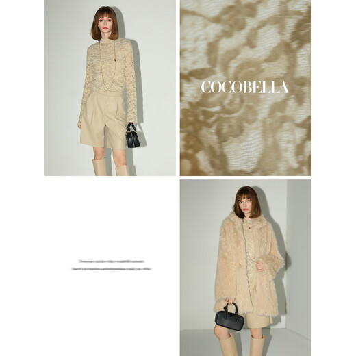 Cocobella Exquisites Jacquard -Pailletten -Spitzen -Hemd am frühen Herbst Falten halb Schildkrötenhals Elegantes Basishemd LC7027 Milk Tea s