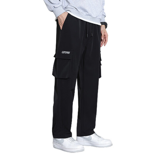 Kaluweit Pantalones informales de la pierna recta de gran tamaño New Functional Multi-Phocket Pants Fat Plus Tall Plus Stretch Pants 9930 Negro Regular 7xl recomendado 240-260Jin [Jin iguala 0.5 kg]