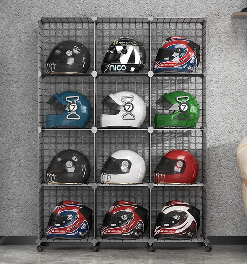 Thornton Helmet Rack Removable Display Rack Cycling Equipment Storage Rack Iron Helmet Storage Rack Black 1 Column 5 Layers/With Pulleys 30*30*30