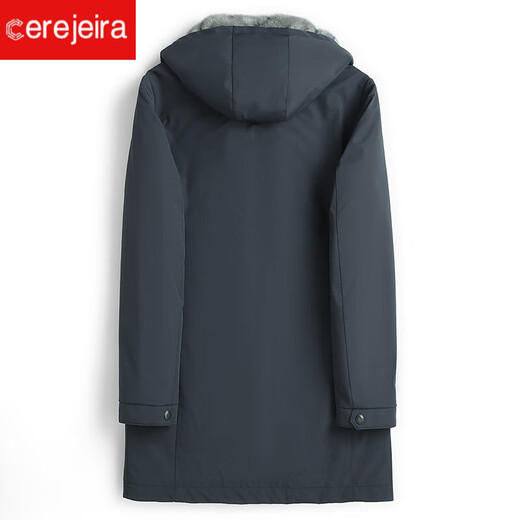cerejeira派克服男中长款水貂整貂内胆尼克服貂皮大衣连帽中老年皮草外套厚 藏蓝色 XL 175/