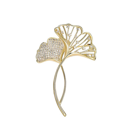 Grace Girl Ginkgo Leaf Brooch, high-end female, high-end, temperament, anti-exposure pin, accessories, birthday gift for mother, Ginkgo Leaf Brooch-Local Warehouse