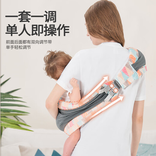 贝佑抱娃神器宝宝背带婴儿外出简易新生儿前抱式带娃背娃横抱解放双手 几何-高品质C型可横抱(0-36个月)