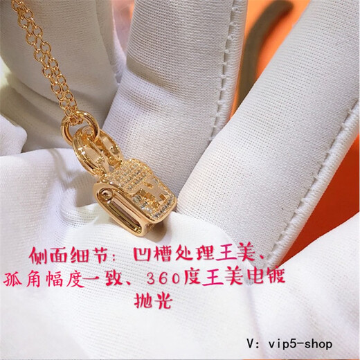 GIOIO Swarovski zirconium light luxury bag necklace for women with 18k rose gold plated niche Internet celebrity full of diamonds and the same style new Kangbao - rose gold - not reddish Original