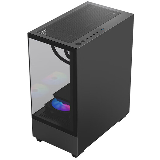 大水牛（BUBALUS）光之境黑色 无立柱海景房游戏电脑主机箱（全景钢化玻璃/M-ATX主板/240水冷/垂直风道）	