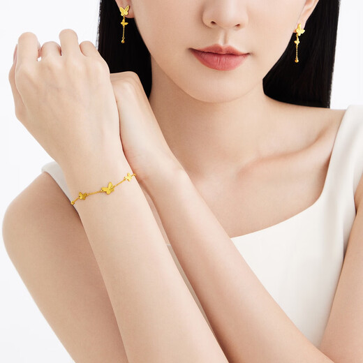 Chow Tai Fook Tassel Butterfly Earrings Pure Gold Earrings (labor cost 320) approximately 2.85g EOF1210