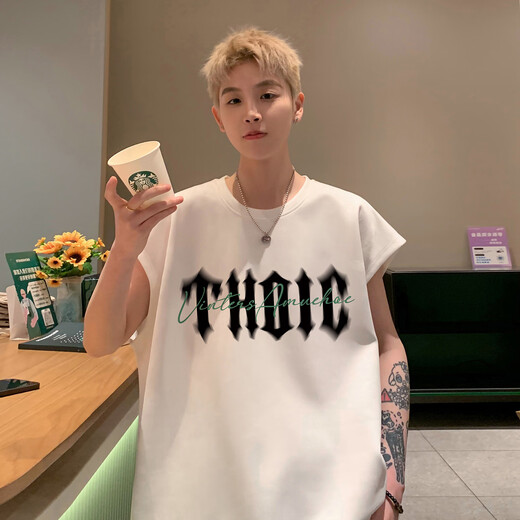 
OEMG American retro vest men's summer new sleeveless top sporty handsome young people loose casual vest DSA336-THJPBX09 black XL [Suggested 125-140Jin [Jin equals 0.5 kg]]