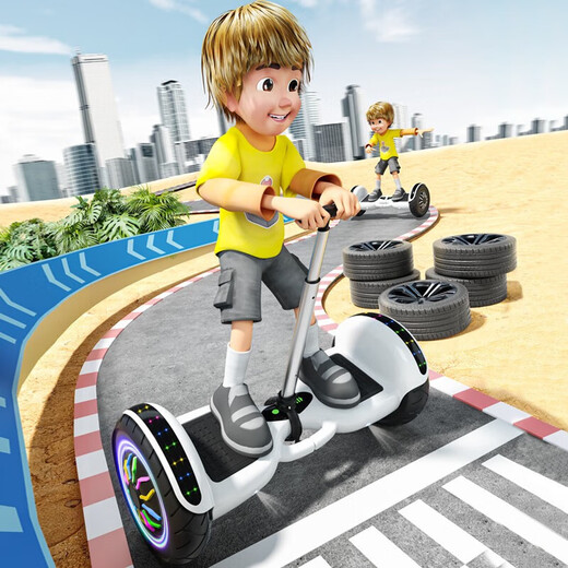 
ZOLA electric balance bike children's adult body sense bike parallel bike dual-wheel self-balancing 6-12 years old hand-held rod off-road wheel 6.5-inch high-fitting powder [balanced anti-shake + glitter wheel]