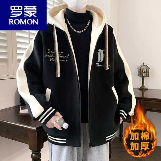 ROMON (ROMON) 13-year-old junior and high school student coat thickened cotton coat 12-year-old 15-year-old boys handsome autumn and winter clothing 14-year-old children's baseball uniform jacket 434 rice white (cotton) quality assurance thickened XL recommended 120-140 Jin Jin equals 0.5 kg