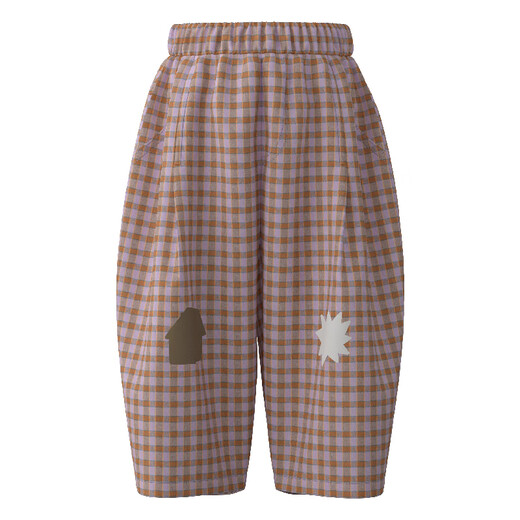 Pantalones de otoño de papá pantalones para niños y niñas pantalones a cuadros de moda algodón de algodón suelto pantalones púrpura 120