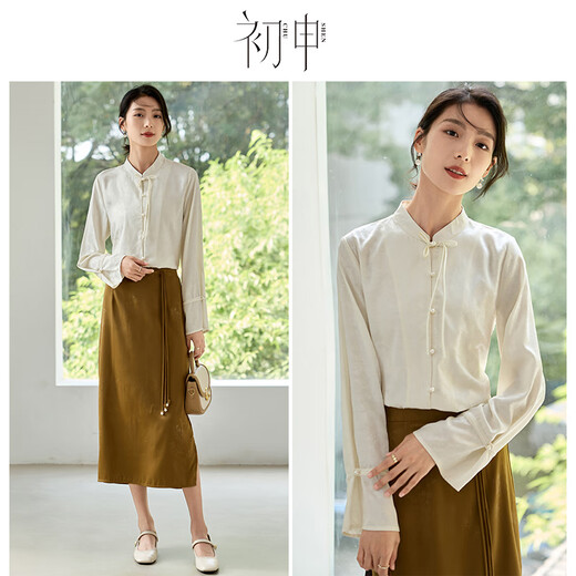 Chushen new Chinese style long-sleeved shirt for women New Year's Eve party wear Oriental simple luxury style pearl button shirt S143C5003