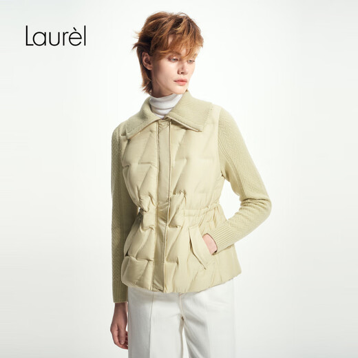 Laur l Paris Fashion Week same style Lauri new waist knitted white goose down jacket for women LWD353L02000 pearl white L (170)