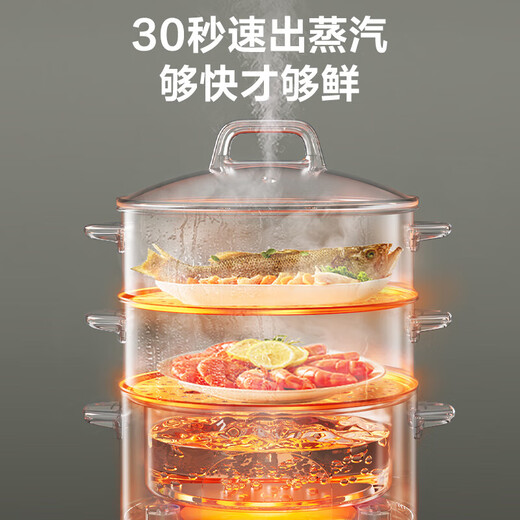 苏泊尔（SUPOR）电蒸锅 电火锅 多功能锅 13L大容量不锈钢材质蒸笼蒸锅 上蒸下煮电热锅电煮锅蒸鱼馒头包子 13L ZN26YK885