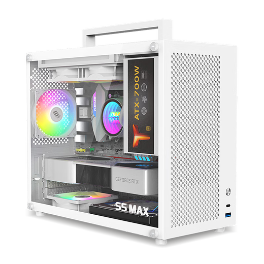 MetalFish S5MAX computer desktop small chassis portable mini desktop multi-mesh cooling supports 180 water cooling black chassis + 3 ARGB fans