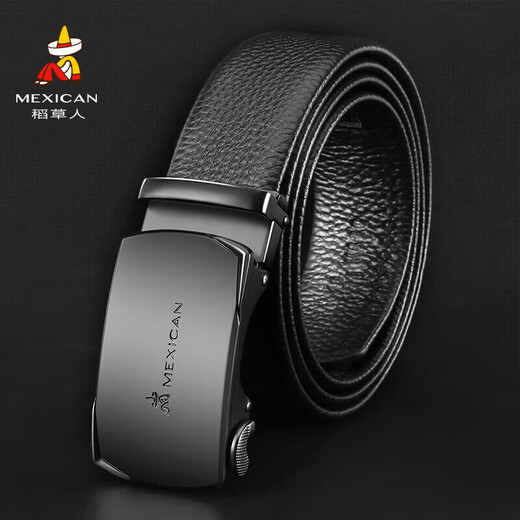 Scarecrow men's belt with automatic buckle, genuine first-layer cowhide belt, high-end gift box, birthday gift for dad, husband