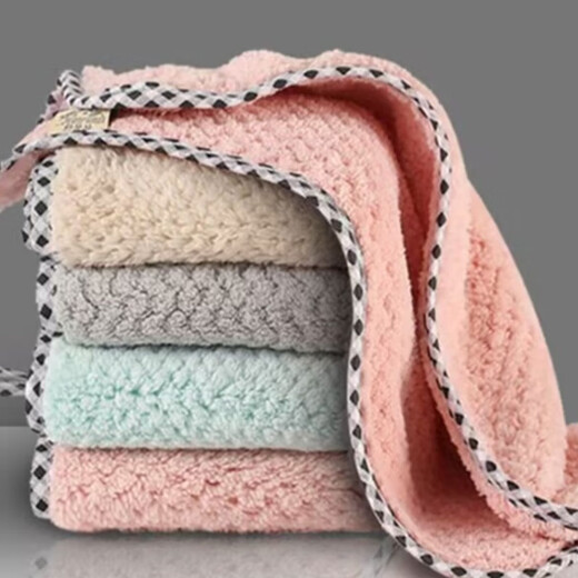 Kitchen rags absorb water and stains, kitchen household dish towels, dish towels, household cleaning, hanging hand wipes, 3 pieces 25*25 random colors