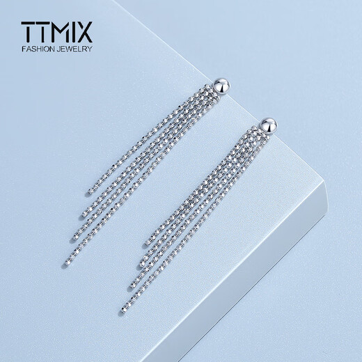 TTMIX Gypsophila pt950 platinum tassel earrings platinum earrings spring and summer long earrings for girlfriend 3.9-4.1g