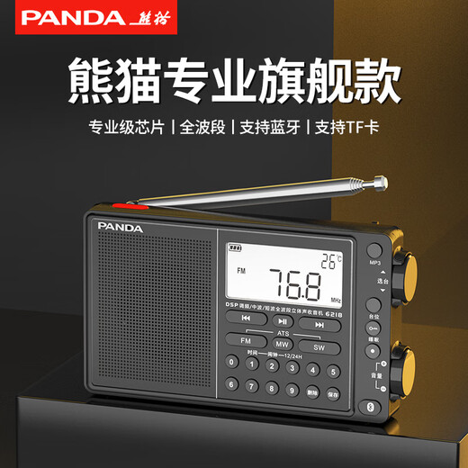 熊猫（PANDA）6218多功能新款蓝牙全波段收音机老人专用老式复古广播老年便携式插卡充电式锂电池进口芯片半导体 官方标配+8G内存卡 标配